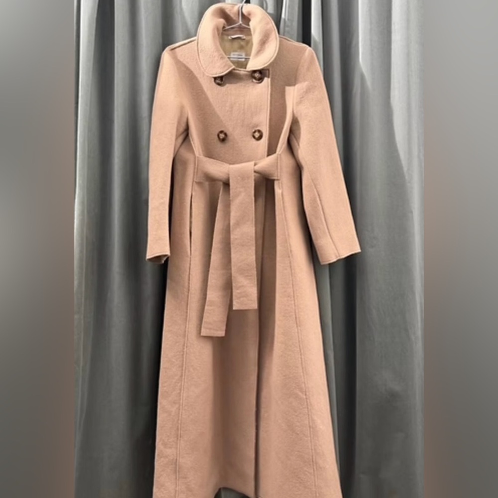 Alberta Ferretti Navy Wool Satin Lined Coat size Small / 4 - Picture 3 of 13